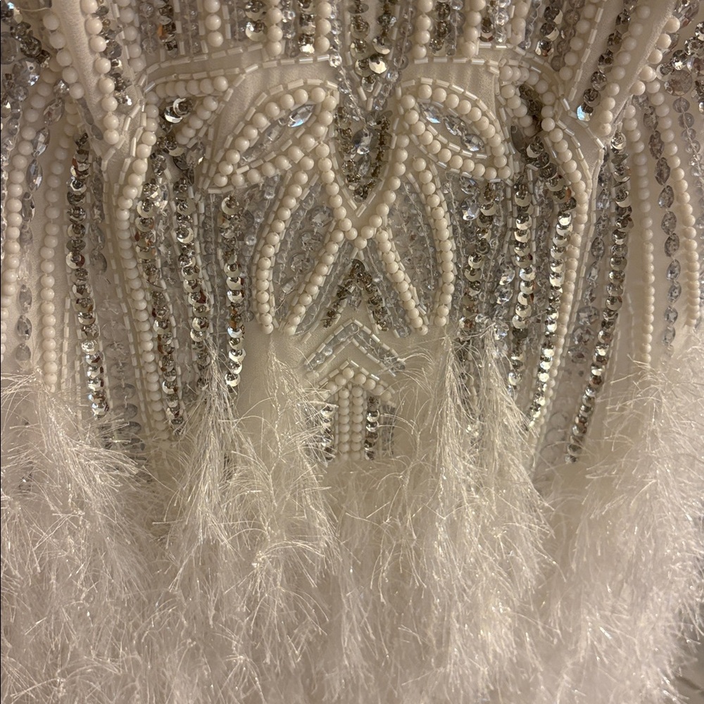 ASOS White Feathered Mini Dress - Picture 6 of 6